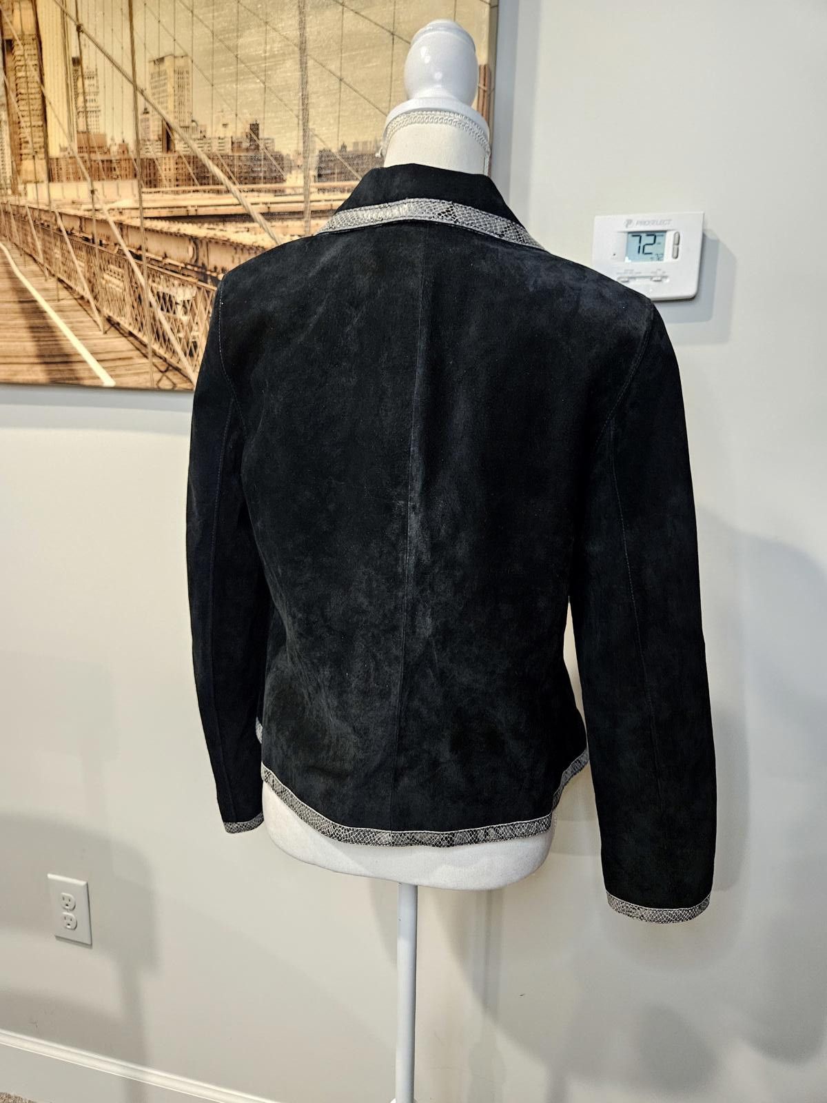 Designer 100% Leather Doncaster Women's Jacket with Snake Trim #349 Size S / US 4 / IT 40 - 3 Thumbnail