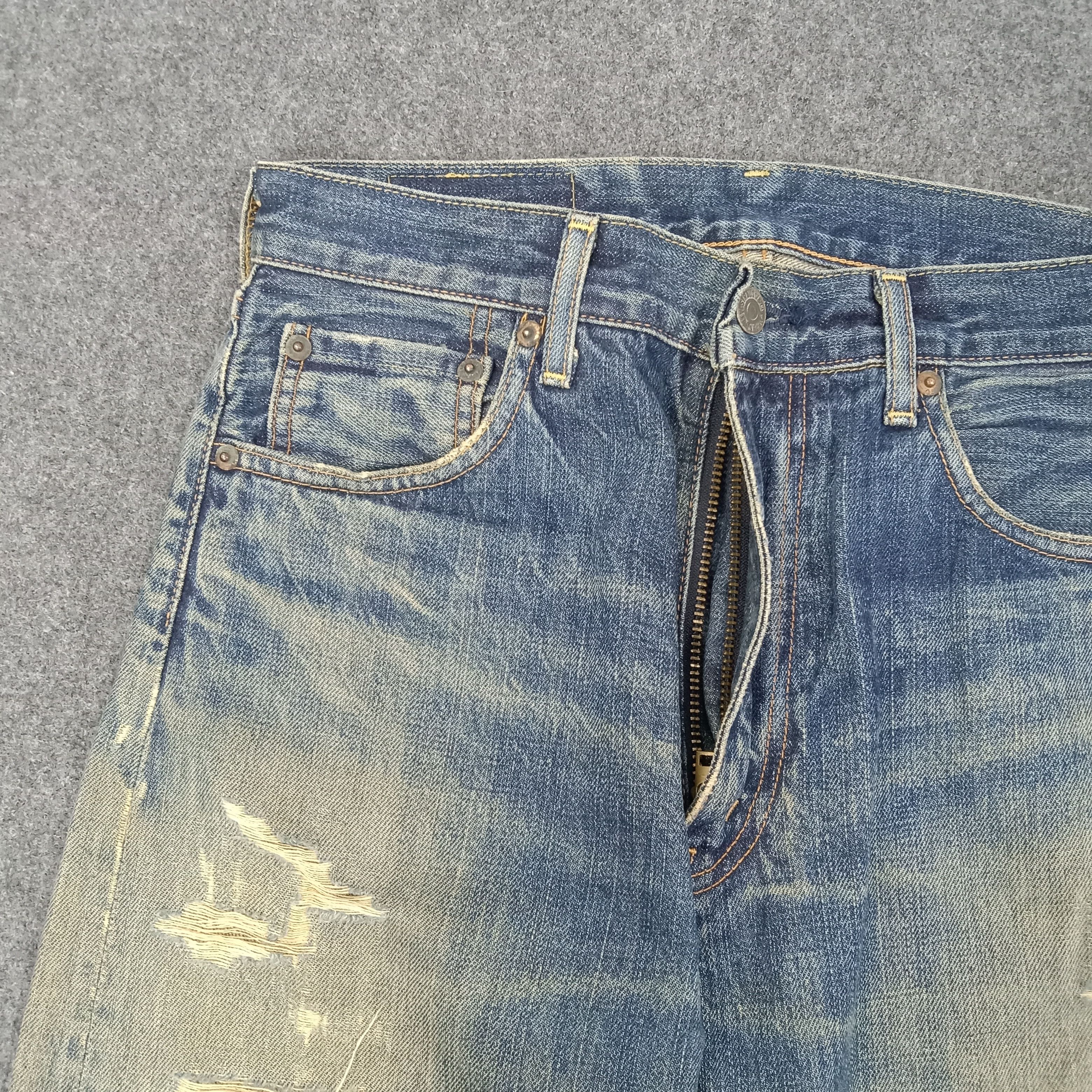 Levi's Levi's 502 Selvedge Distressed Denim Jeans C258N13 Size US 29 - 3 Thumbnail