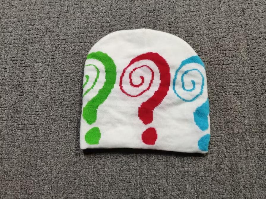 Cartoon Network Question Mark Graphic Scull Cap No Cuff Beanie Hat White Size ONE SIZE - 1 Thumbnail