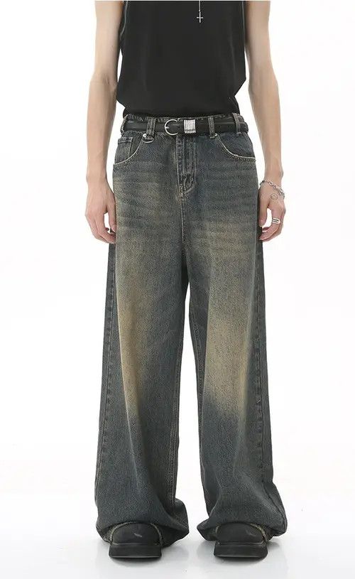 Japanese Brand × Jean Vintage washed distressed loose wide-leg jeans Size US 32 / EU 48 - 1 Thumbnail