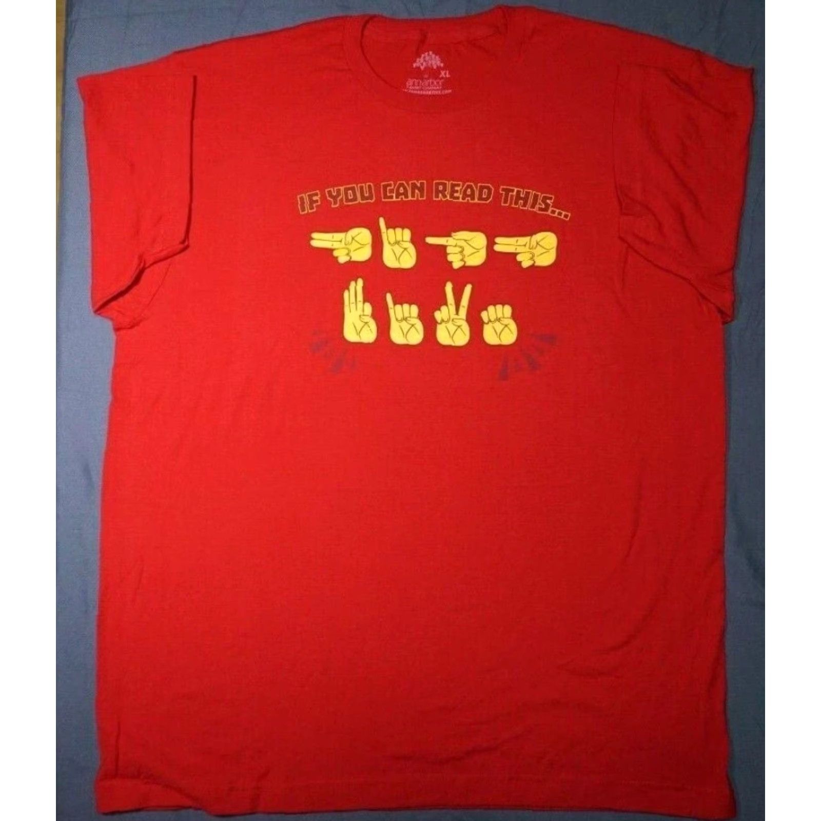 Vintage SIGN LANGUAGE If You Can Read This HIGH FIVE Men XL T-Shirt NEW Size US XL / EU 56 / 4 - 3 Thumbnail