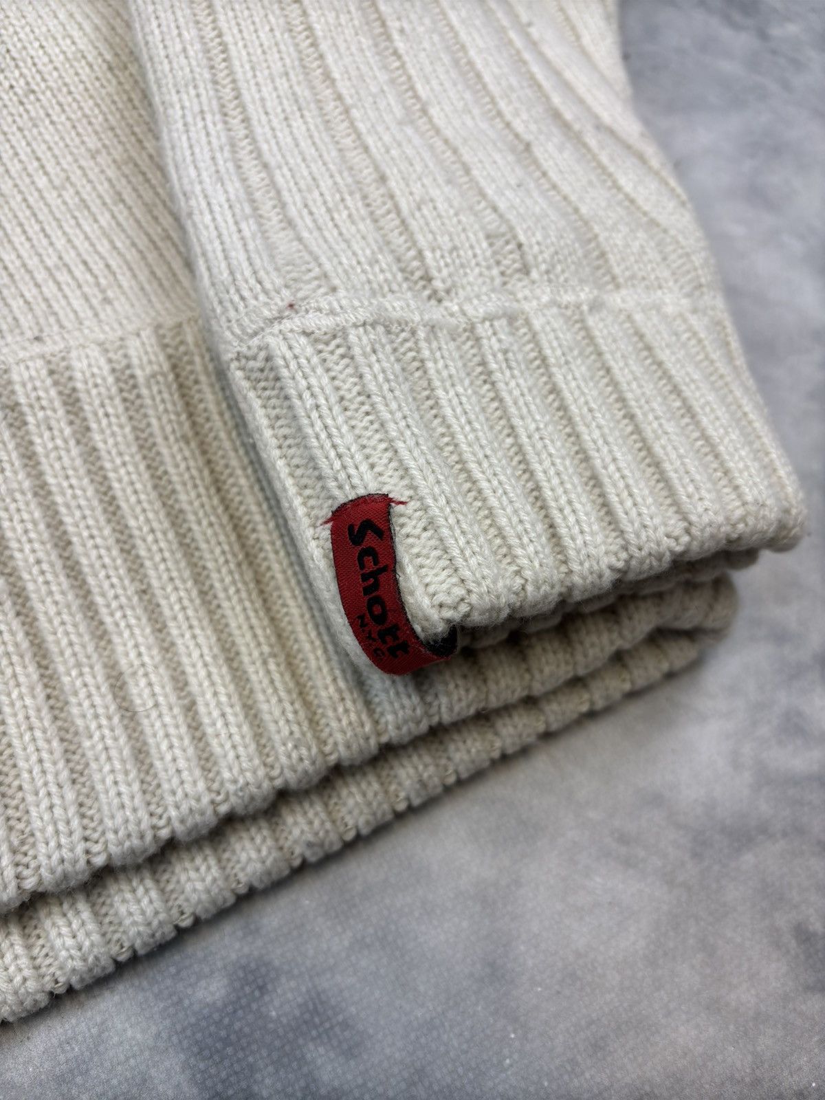 Schott Schott NYC Sherpa Lined Knit Hoodie Beige Affliction Y2K Size US M / EU 48-50 / 2 - 4 Thumbnail