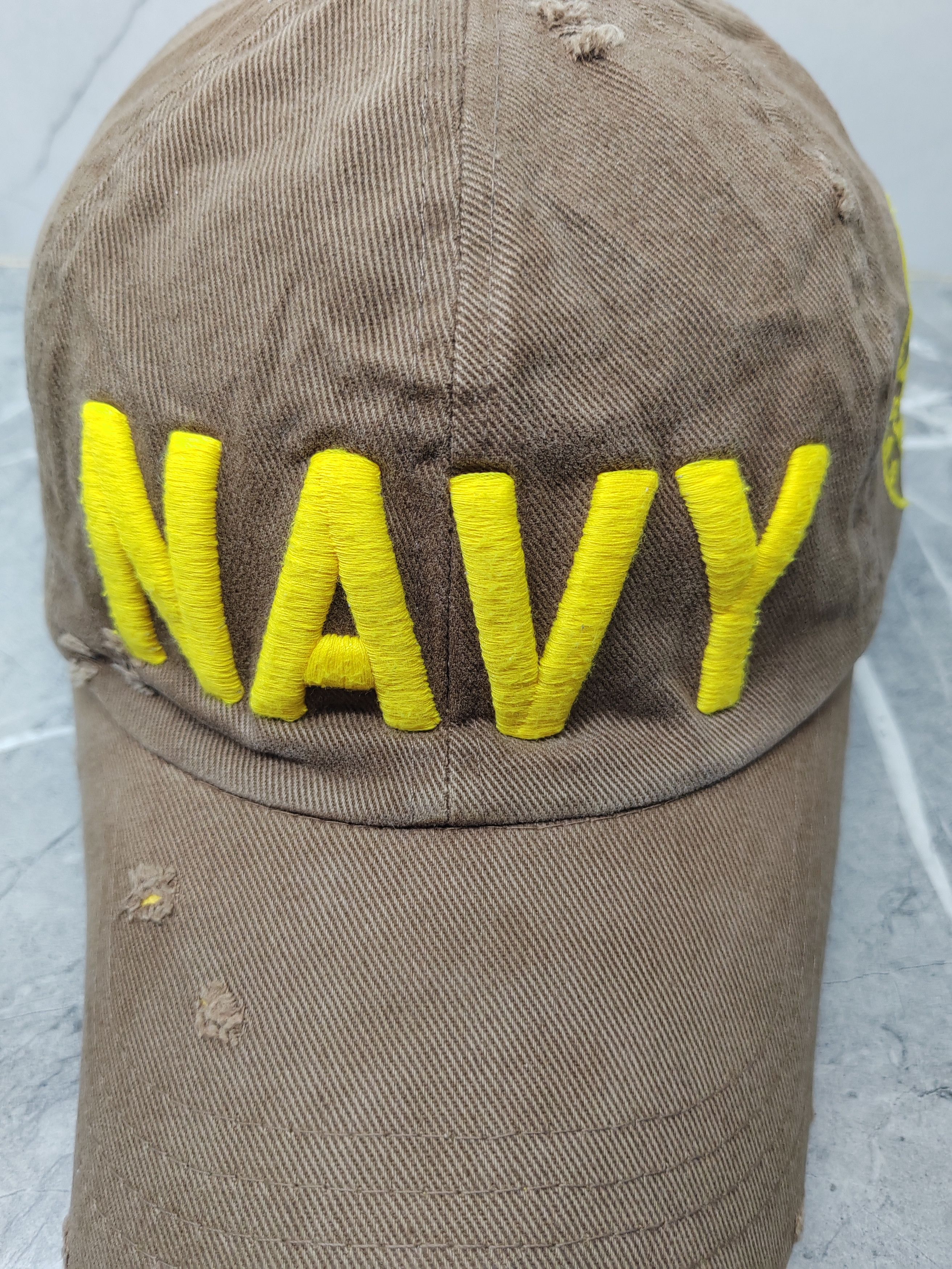 Vintage Vintage NAVY Distressed Style Cap Hat Size ONE SIZE - 3 Thumbnail