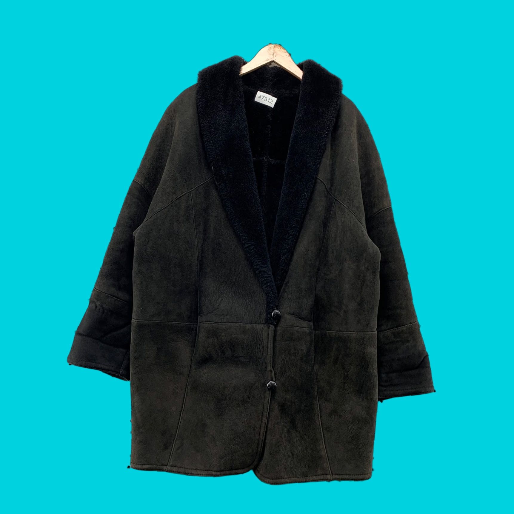 Vintage VINTAGE Steve By Searle Suede Coat Womens L Black Faux Fur Liner Shearling Overcoat Mid-Length Long Sleeve Winter Size L / US 10 / IT 46 - 1 Thumbnail
