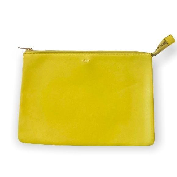 Celine New Celine Yellow/Grey Leather Duo Small Pouch Clutch Bag Size ONE SIZE - 2 Thumbnail