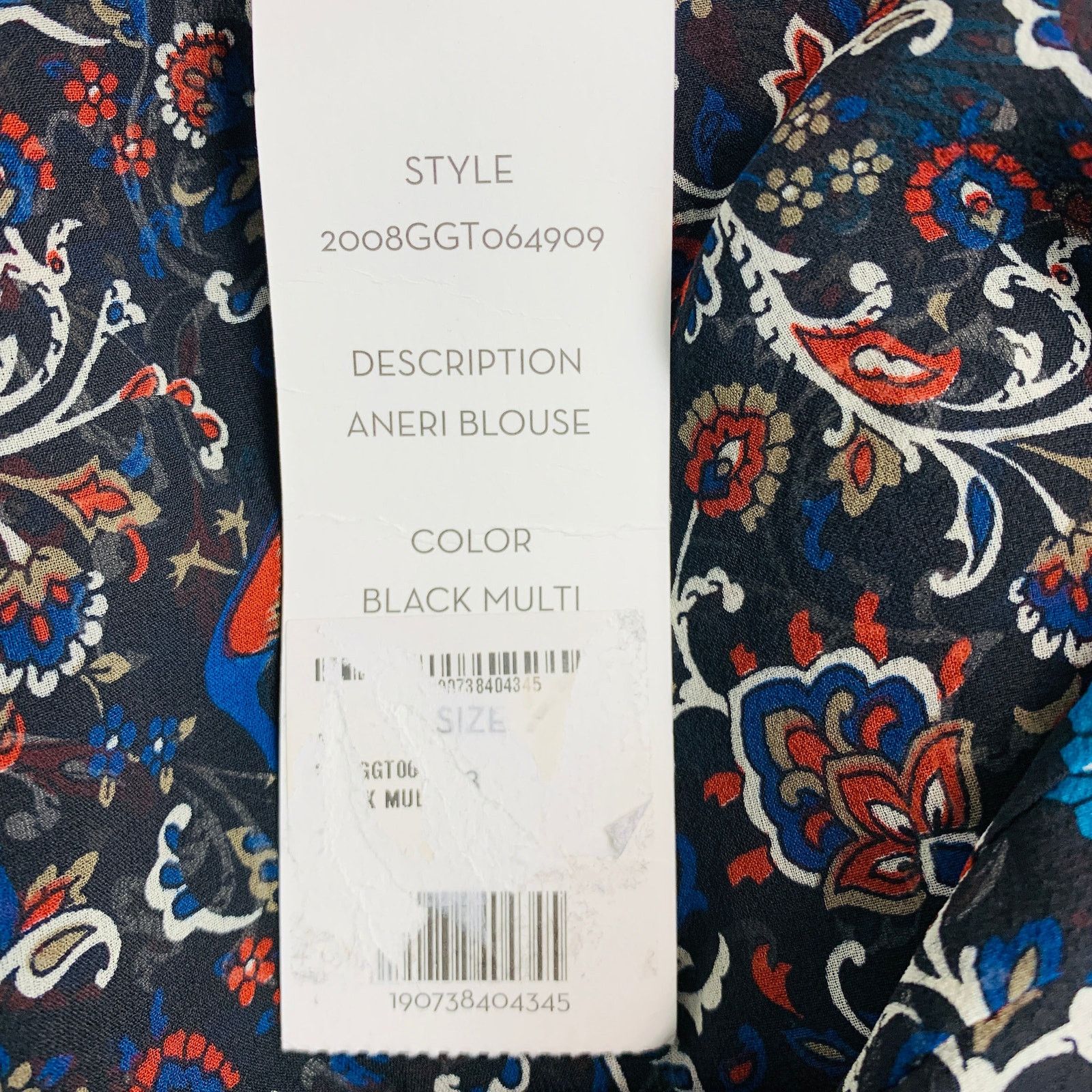 Veronica Beard VERONICA BEARD 8 Black Multi-Color Silk Print Ruffle Blouse Size M / US 6-8 / IT 42-44 - 6 Thumbnail