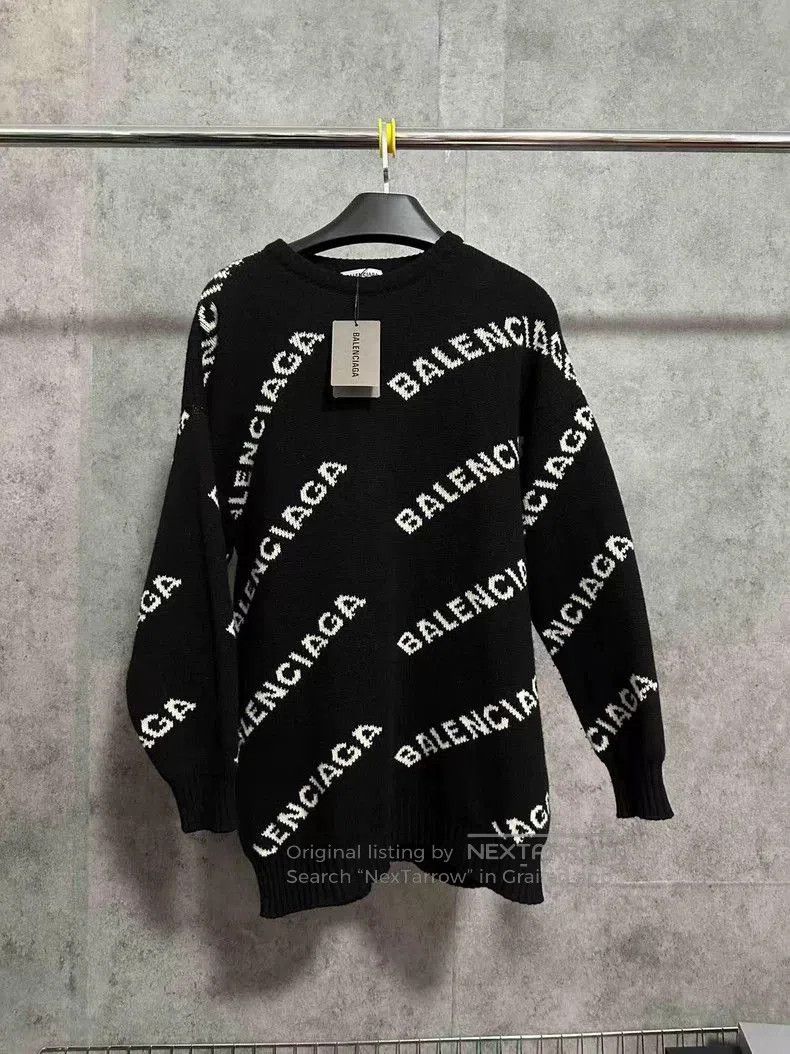Balenciaga Balenciaga Logo Knit Jacquard Black Sweater. Size US S / EU 44-46 / 1 - 1 Thumbnail