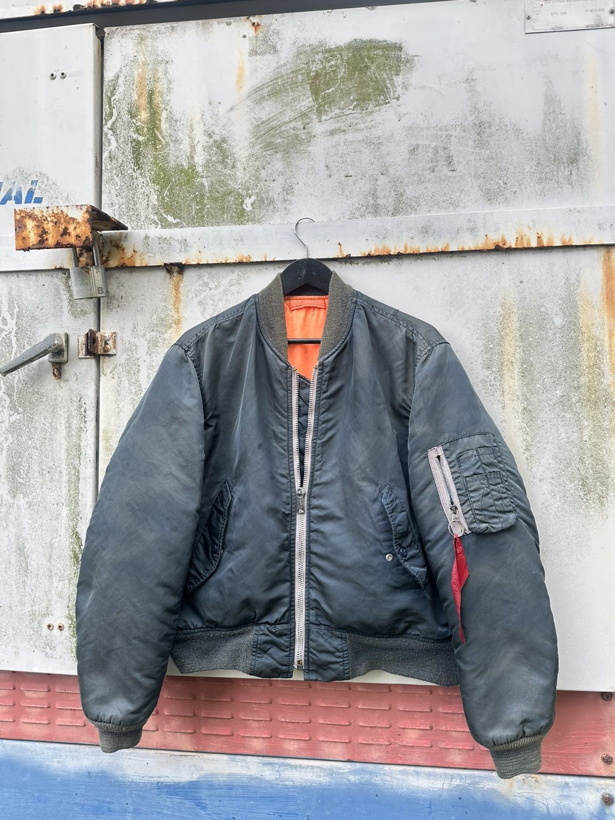 Vintage 🪖THRASHED Faded MA-1 Man Intermediate Bomber Jacket Size US M / EU 48-50 / 2 - 1 Thumbnail