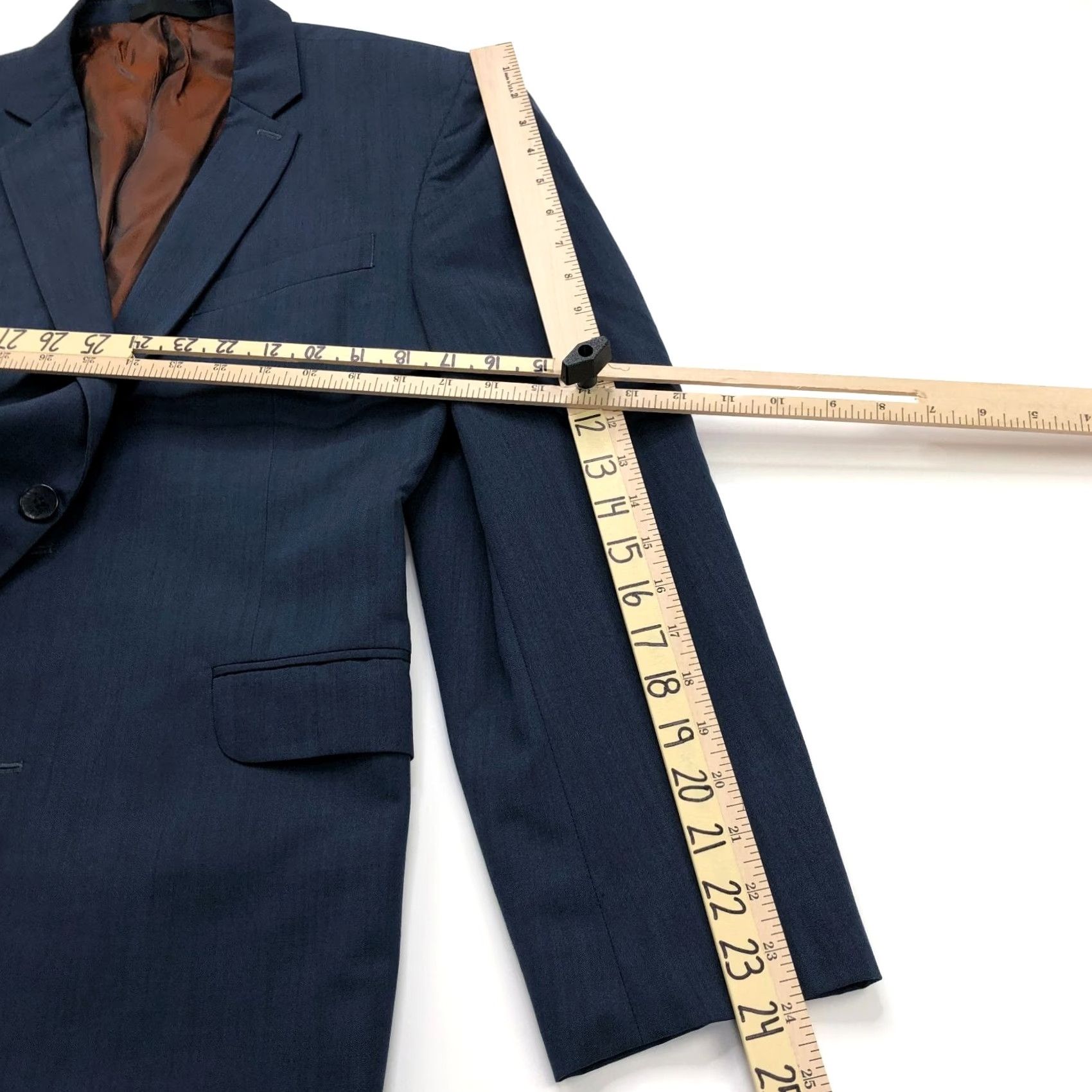 Ben Sherman Ben Sherman Blazer Coat Jacket 40 R Blue Wool Button Single-Breasted Notch Lapel Mens Regular Size Size 40R - 7 Thumbnail