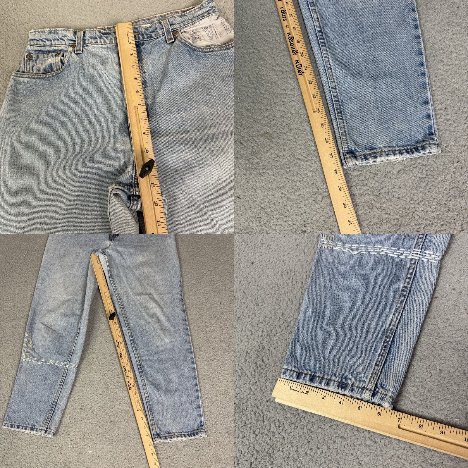 Levi's VINTAGE Levi’s 550 Jeans Women 12 Blue Tapered 90s Sashiko Distressed USA Size 34" / US 12 / IT 48 - 10 Thumbnail
