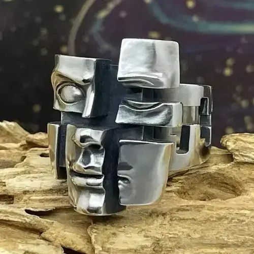 Jewelry Tsukiko x Katou Human Face Pattern Adjustable Ring Size ONE SIZE - 2 Thumbnail