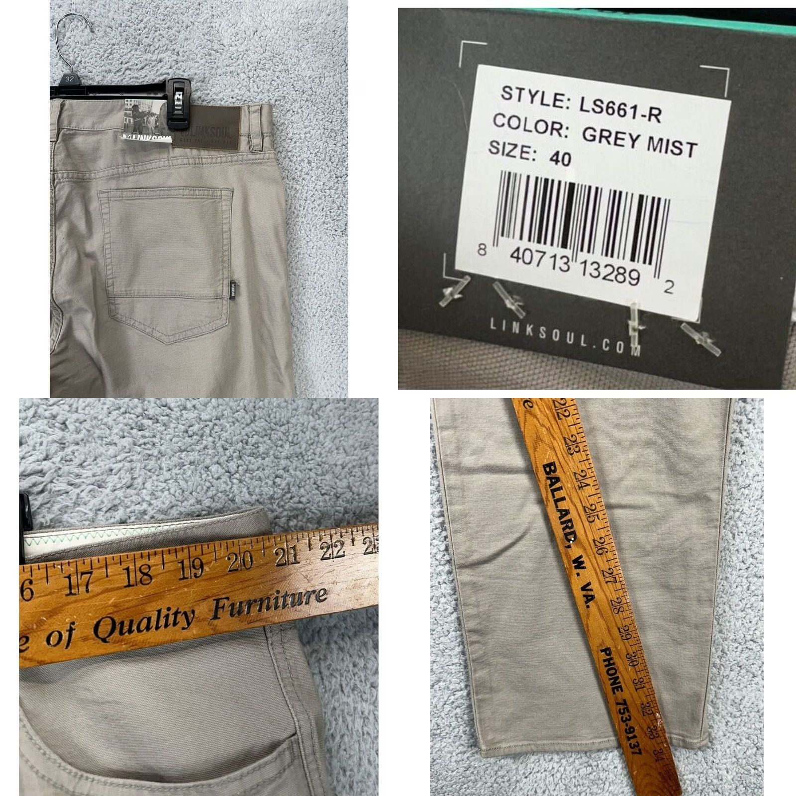 Denime VINTAGE? No. Linksoul Jeans Mens 40 Grey Straight Leg Denim Pants Outdoor Preppy 5 Pocket NEW Size US 40 / EU 56 - 8 Thumbnail
