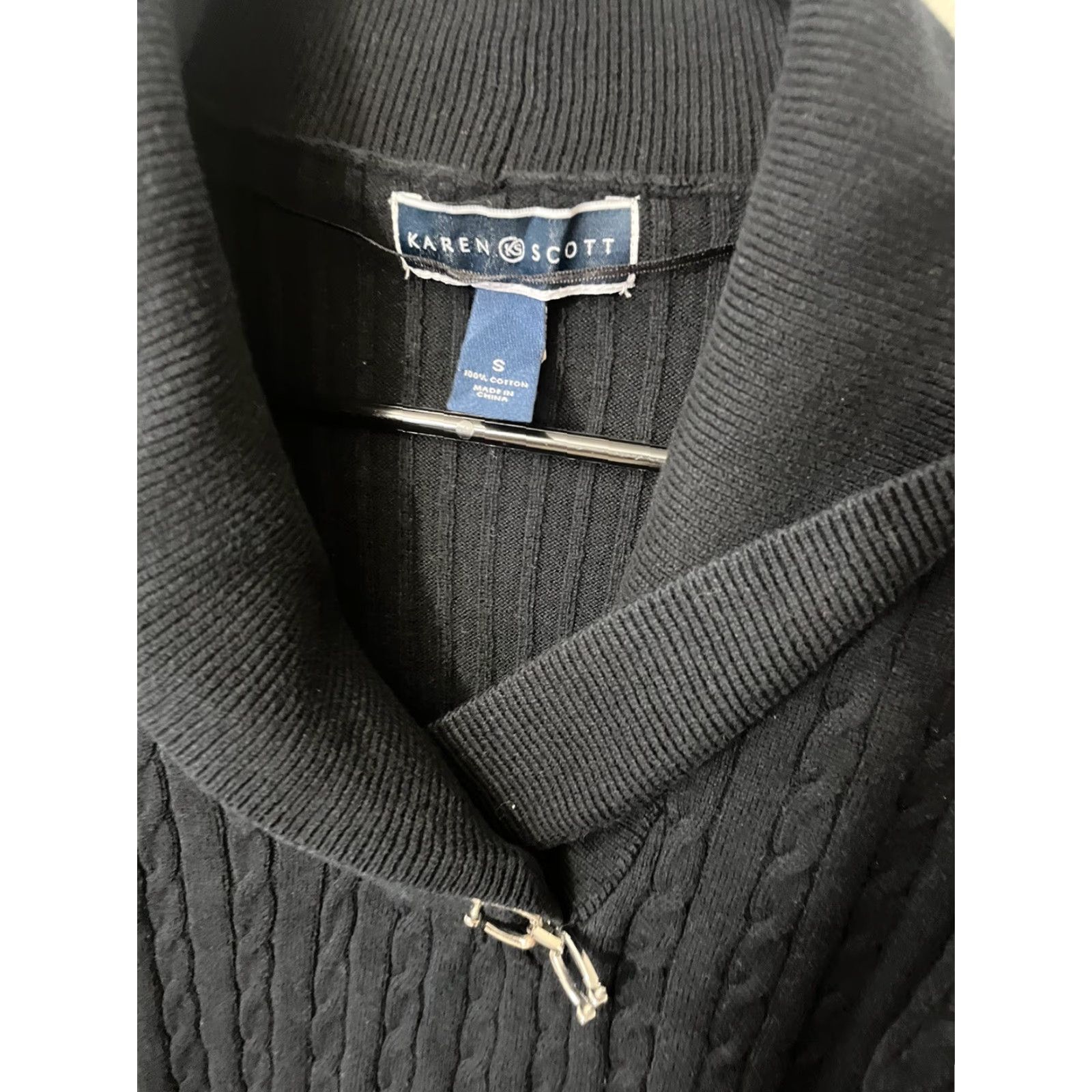 Vintage VINTAGE Karen Scott Sweater Shawl Collar Black Cotton Button Womens Small Pullover Knits Size S / US 4 / IT 40 - 2 Thumbnail