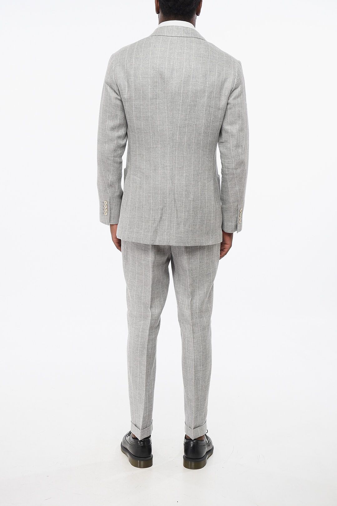 Brunello Cucinelli og1mm0725 Double-breasted Linen Blend Suit in Grey Size US M / EU 48-50 / 2 - 4 Thumbnail