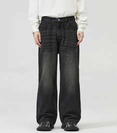 Japanese Brand Street loose straight vintage washed distressed jeans y2k Size US 32 / EU 48 - 1 Thumbnail