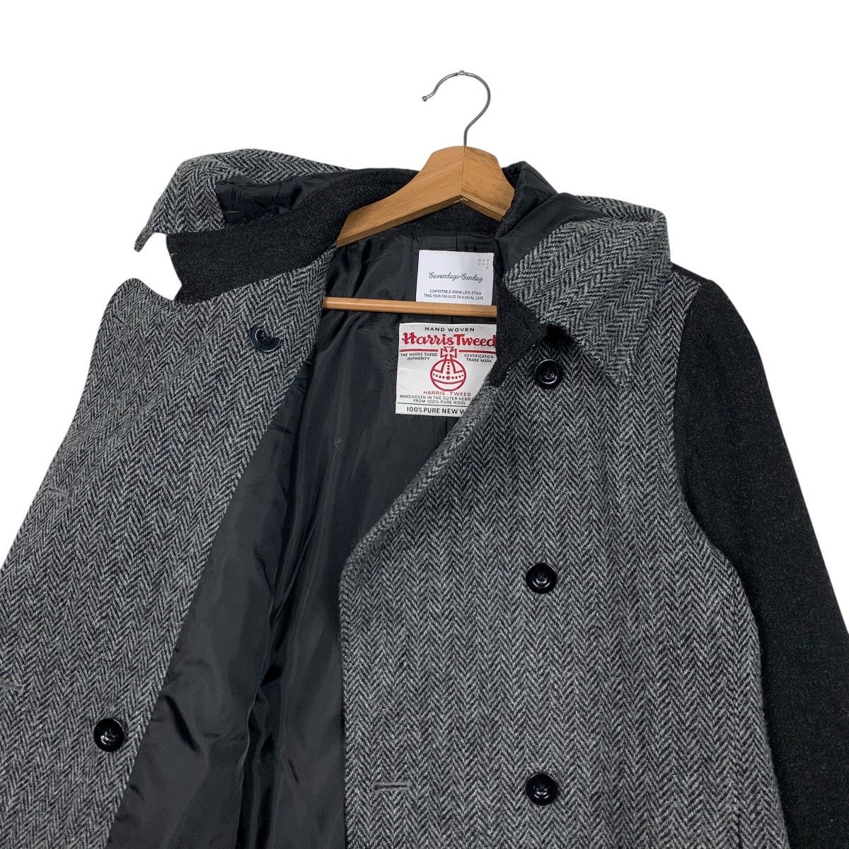 Harris Tweed SEVENDAYS SUNDAY X HARRIS TWEED Herringbone Coat #2596-C117 Size L / US 10 / IT 46 - 10 Thumbnail