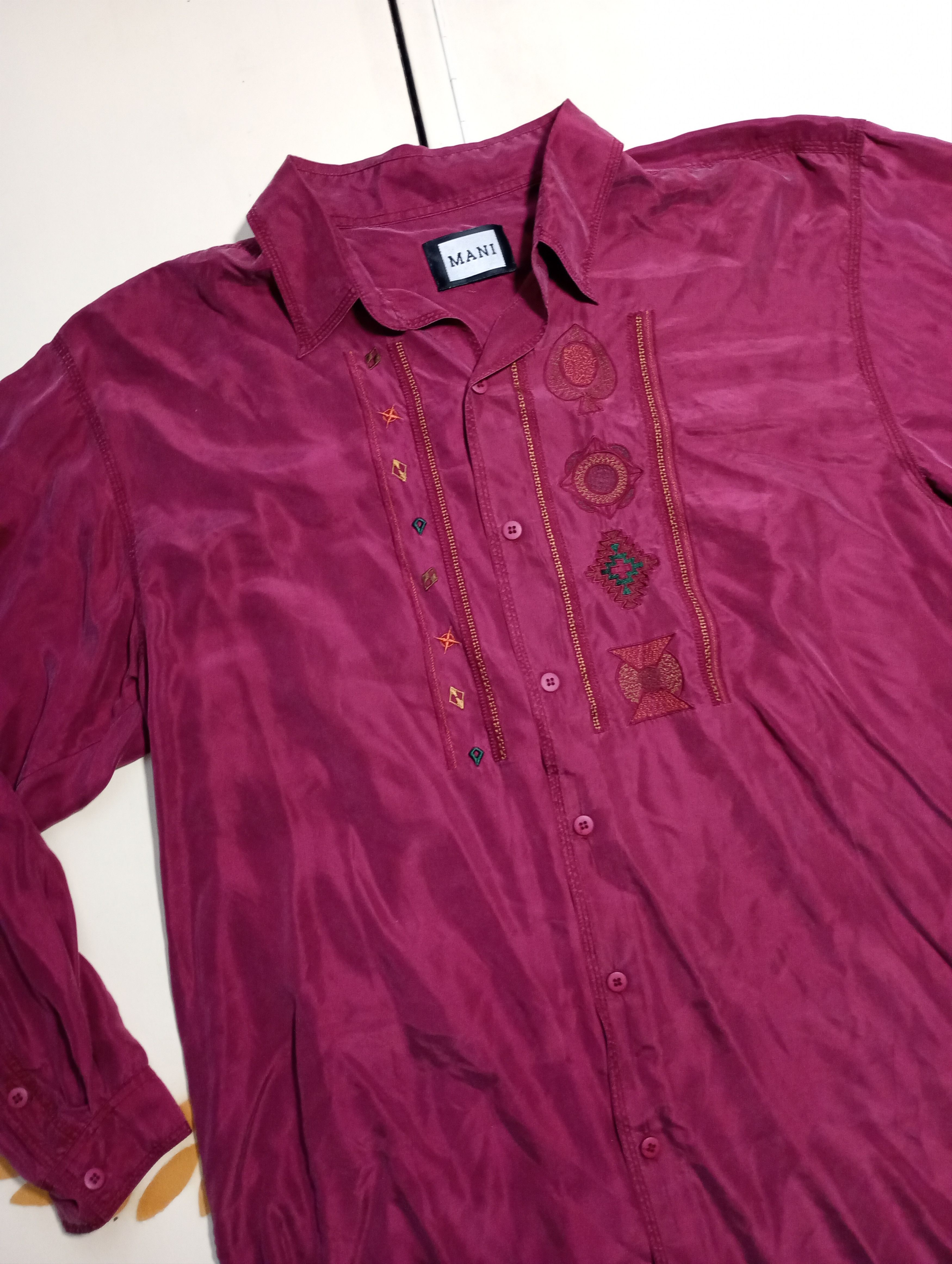 Vintage Mani 100% Silk Shirt Vintage 90's Size US XL / EU 56 / 4 - 7 Thumbnail