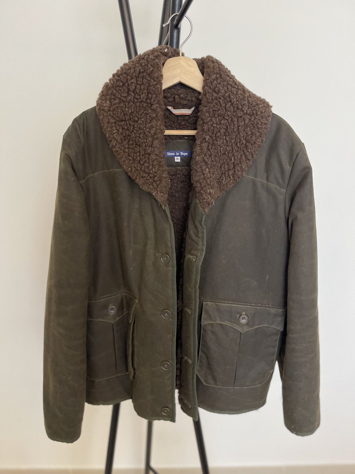 Vintage Fleurs de Bagne Shearling Cotton waxed Jacket | Grailed