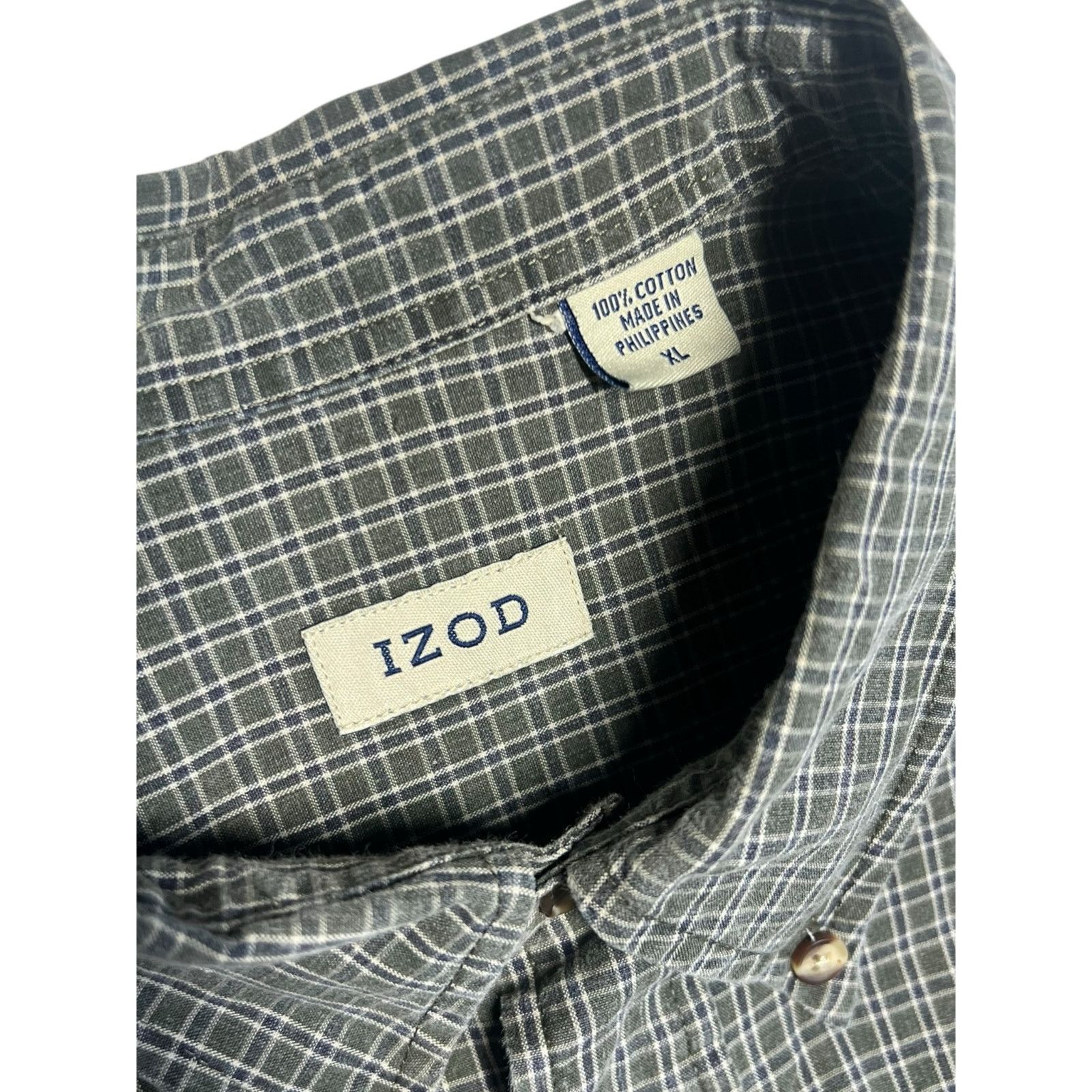 Izod IZOD Green Check Button Down Shirt Mens XL Long Sleeve Shirt Size US XL / EU 56 / 4 - 3 Thumbnail