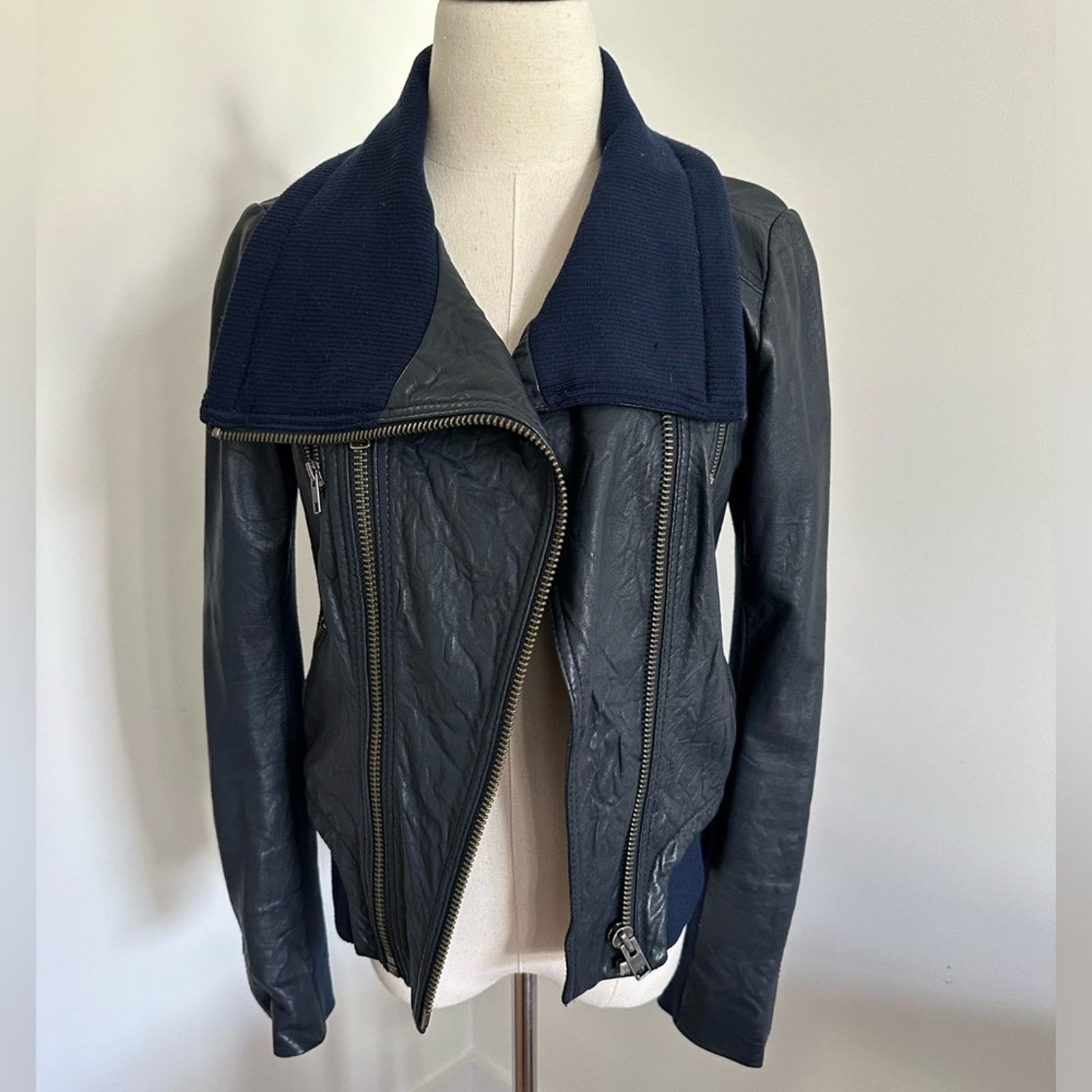Other RARE Catherine Malandrino Navy Leather Jacket - 4 Size S / US 4 / IT 40 - 1 Thumbnail