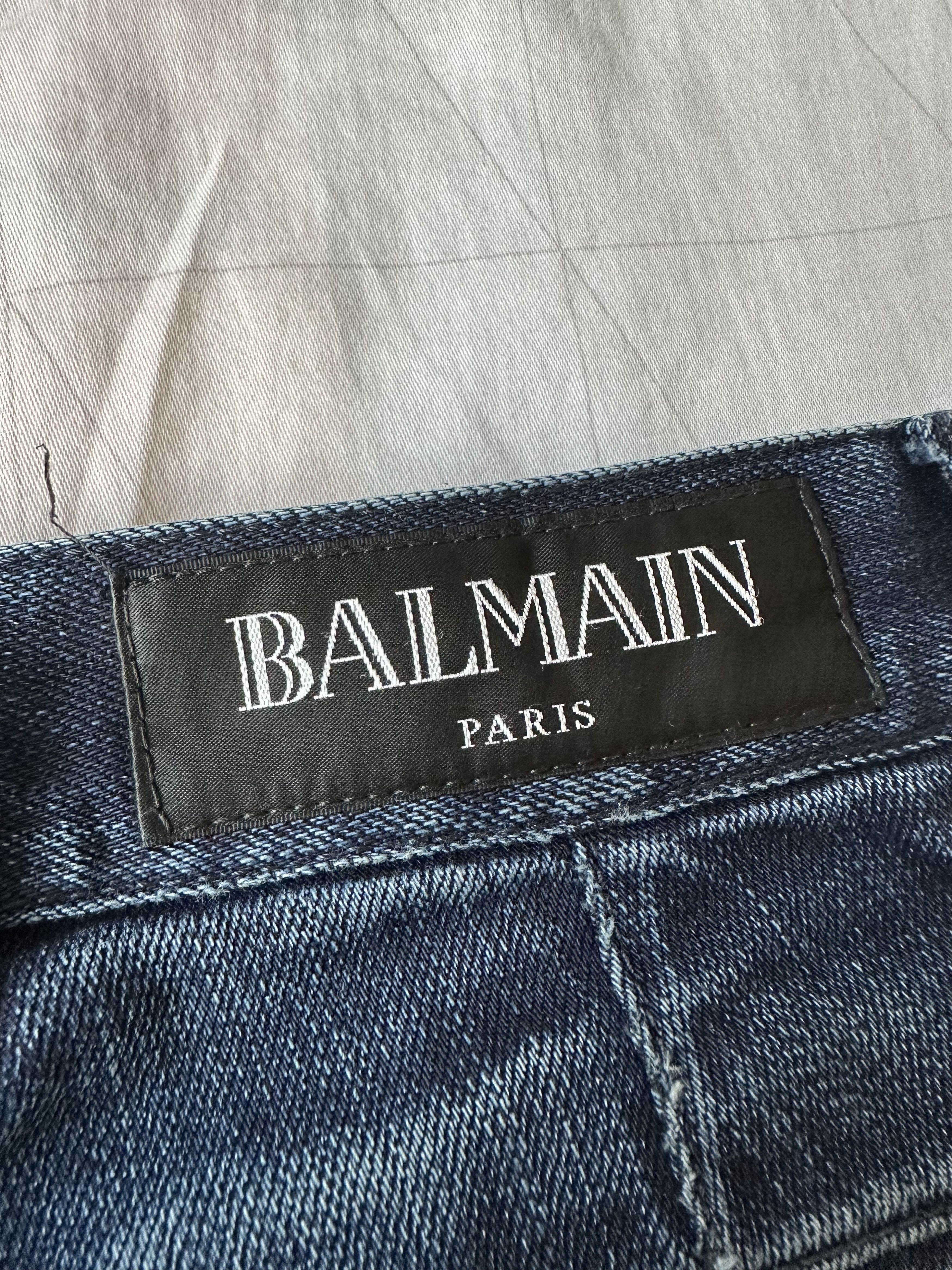 Balmain SS17 Balmain Navy Washed Biker Denim Oilver Roustreing Era Size US 31 - 5 Thumbnail