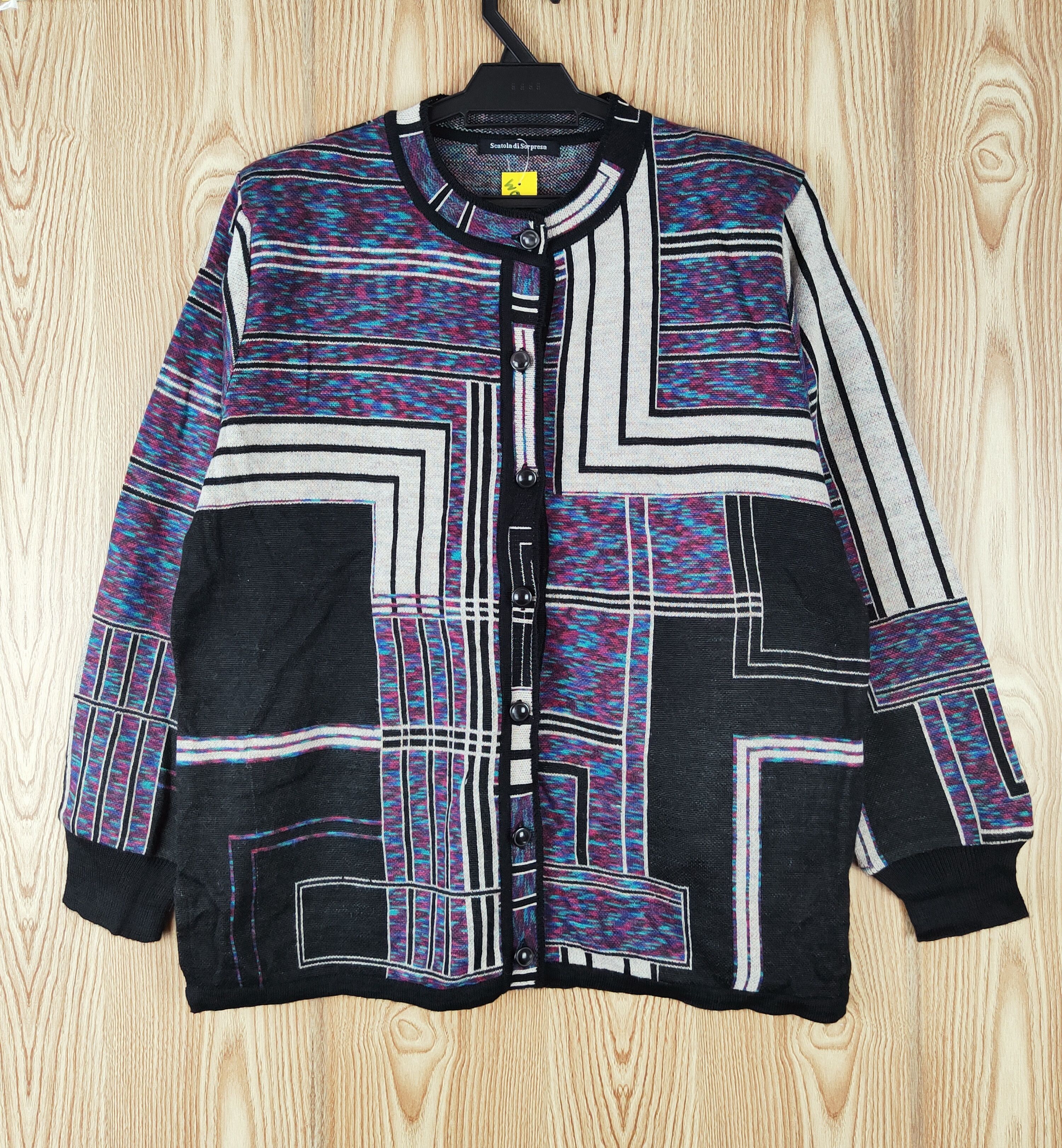 Homespun Knitwear Scatola di Sorpresa art patchwork Knitwear Cardigan #W036 Size M / US 6-8 / IT 42-44 - 1 Thumbnail