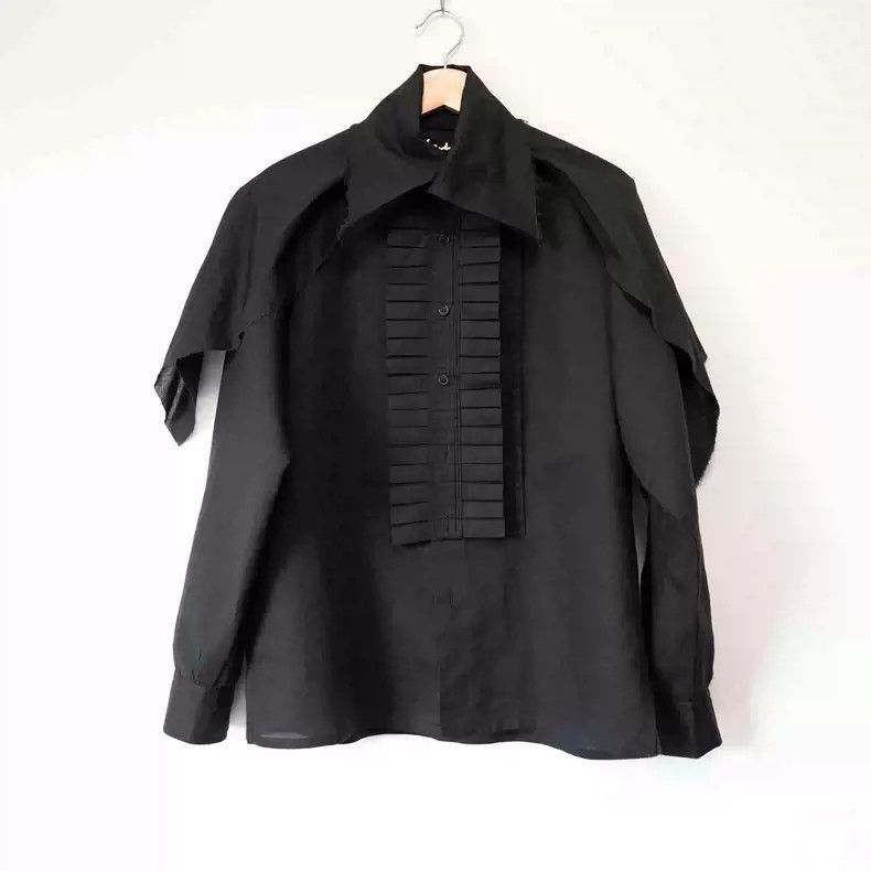 Yohji Yamamoto 2009AW pleated organ cotton linen shirt-2505