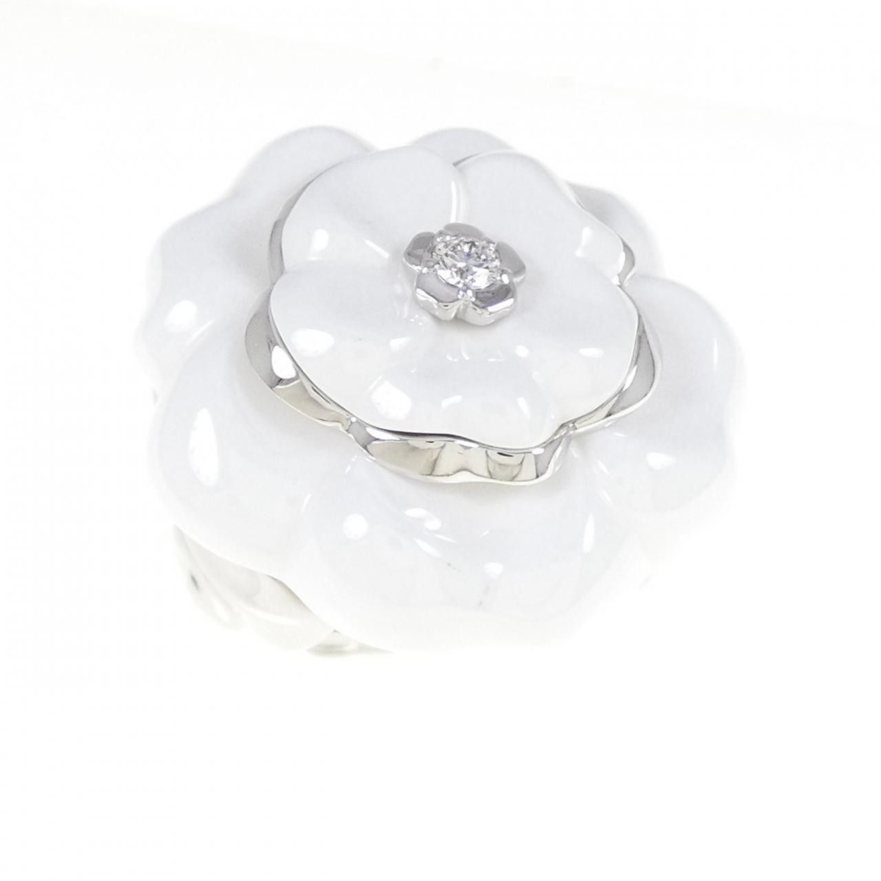 Chanel Chanel Chanel Camelia Large 750 White Gold Ceramic Diamond Ring Precious Metal Ring J10005 DUTY FREE for USA Size ONE SIZE - 1 Thumbnail
