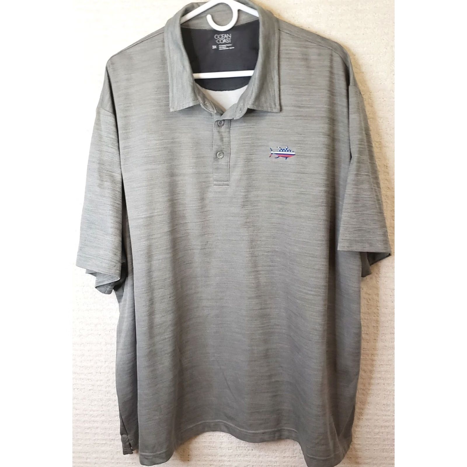 Vintage Ocean & Coast Polo Men's 3XL Gray Short Sleeve Shirt Fish Logo Size US XXL / EU 58 / 5 - 2 Thumbnail