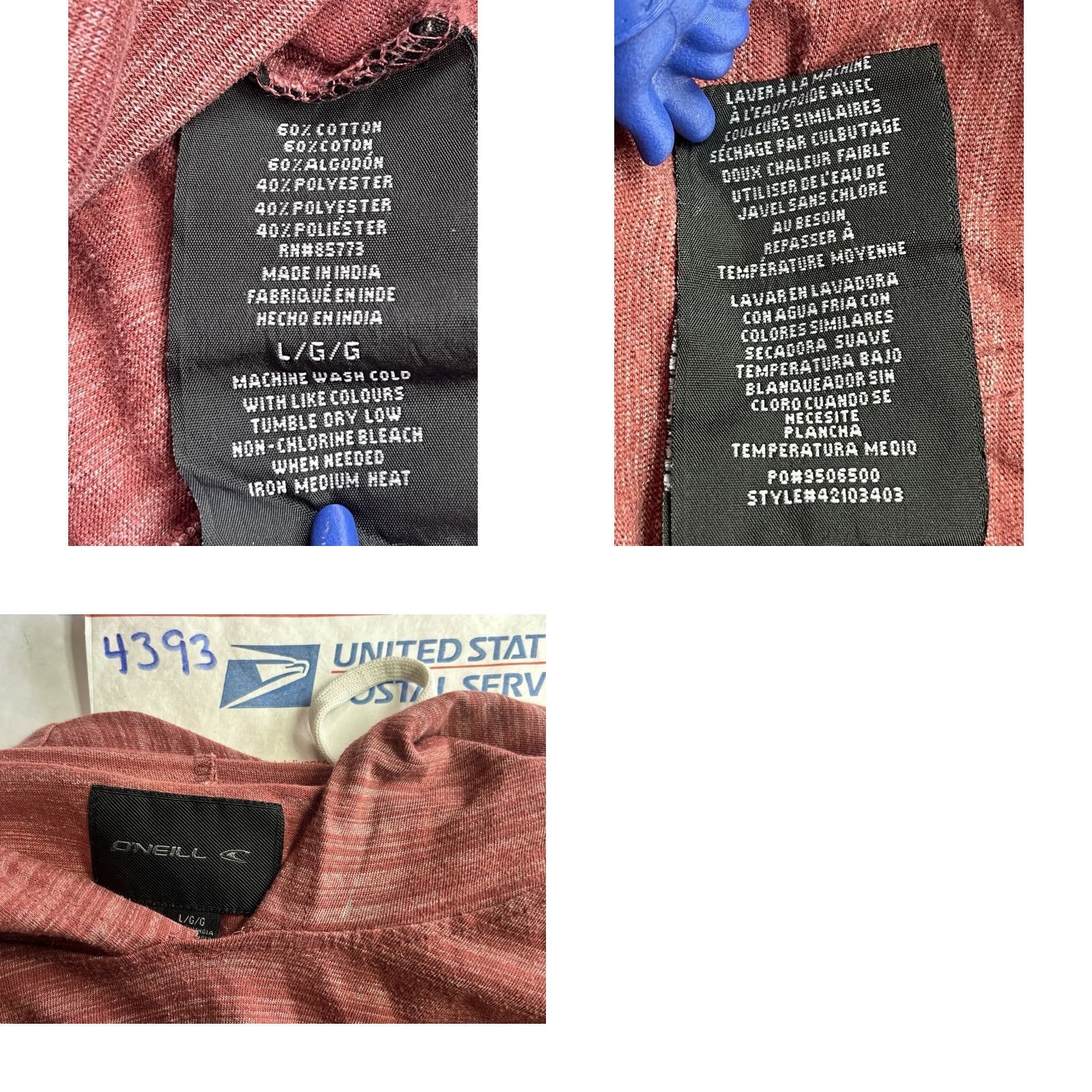 O'Neill O’Neill Hoodie Lightweight Red Striped Shirt Beach Skate Surf Ocean Men Size L Size US L / EU 52-54 / 3 - 8 Thumbnail
