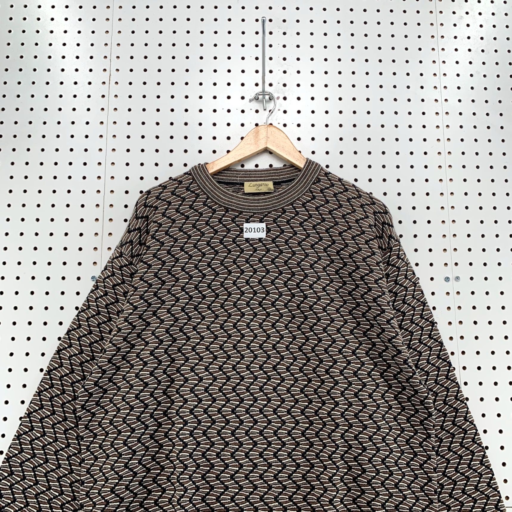 Vintage LUNGARNO Pullover Sweater 3D Knit Knit Geometric Crew Neck Mens XL Brown Size US XL / EU 56 / 4 - 6 Thumbnail