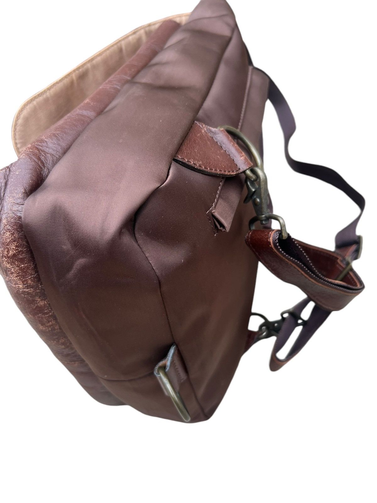 Leather Vintage HW Design Japan Hybrid Nylon Patina Leather Backpack Size ONE SIZE - 13 Thumbnail