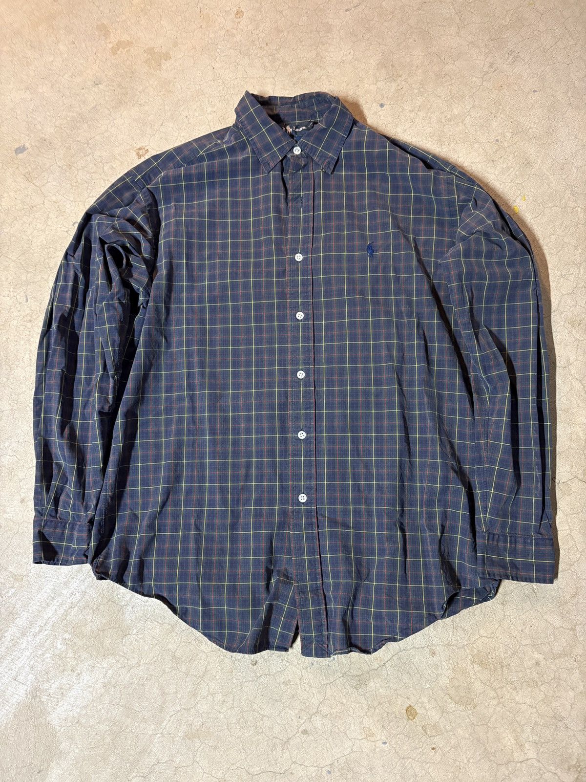 Polo Ralph Lauren VTG 90s Polo Ralph Lauren Blake Plaid Long Sleeve Shirt Navy Size US M / EU 48-50 / 2 - 1 Thumbnail