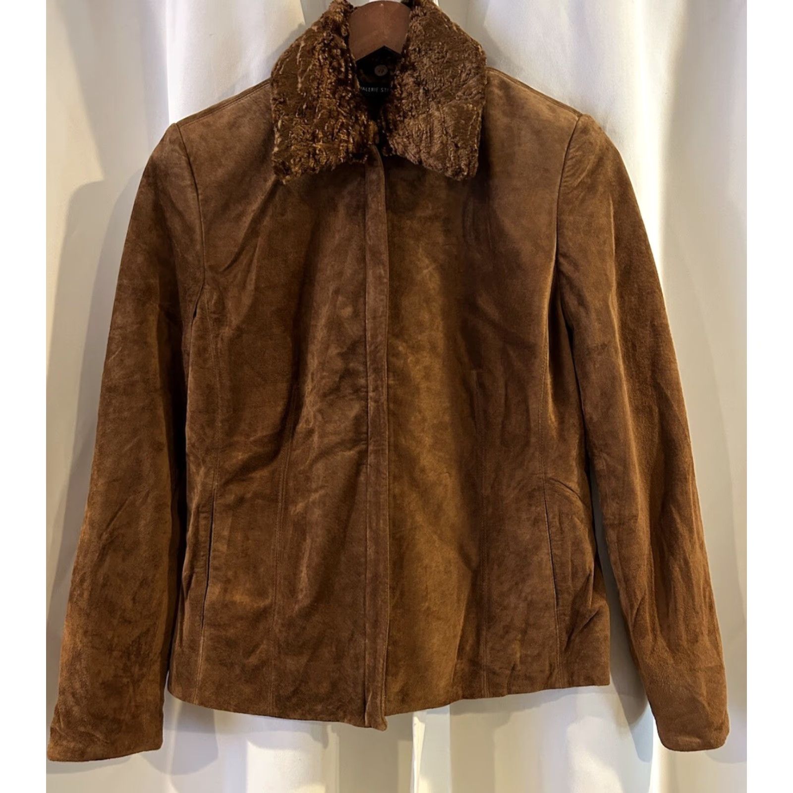 Vintage Valerie Valerie Steves Brown Suede Faux Fur Leather Jacket Size S Women Jacket 90s Solid Brown Zip Mid-Length Vintage Style Basic Jacket Size S / US 4 / IT 40 - 2 Thumbnail
