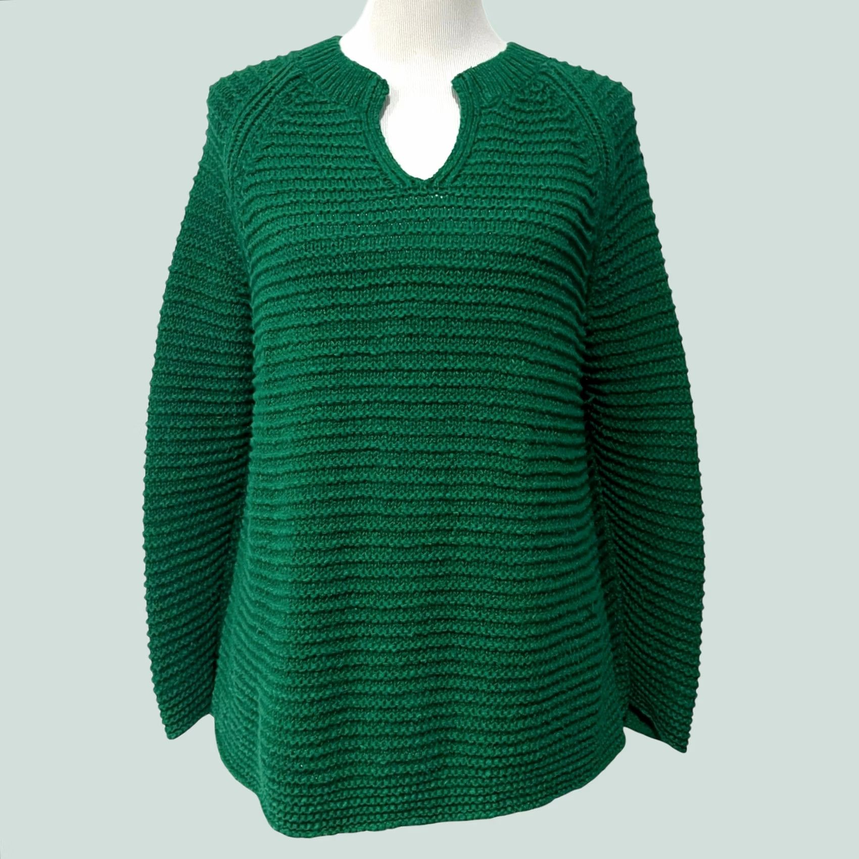 J. Jill J.Jill Wearever Textured Split Neck Sweater Emerald Green Pullover Petite XL Women’s Shirt/Top Size XL / US 12-14 / IT 48-50 - 1 Thumbnail