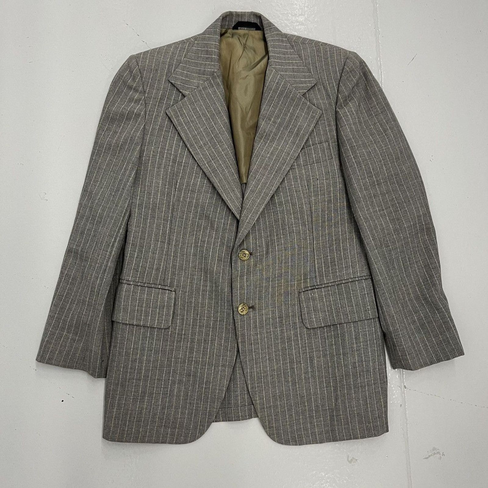Other Vintage 50s Grey Striped Wool 2-Button Suit Jacket 40R Size 40R - 1 Thumbnail