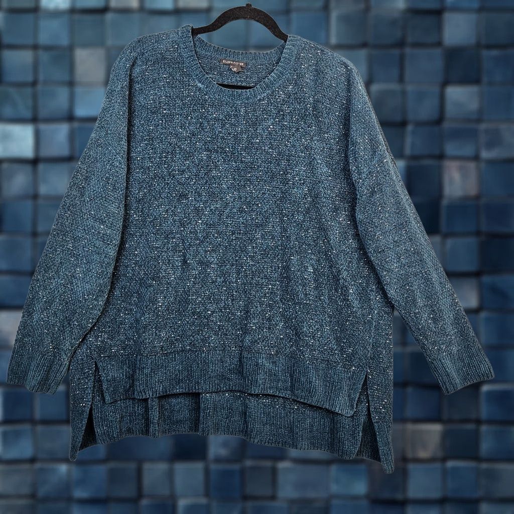 Eileen Fisher EILEEN FISHER Women's Sweater Cardigan Long Sleeve Crew Neck Size M Green Solid Modern Knit 100% Organic Cotton Regular Mens Womens Girls Size M / US 6-8 / IT 42-44 - 1 Thumbnail