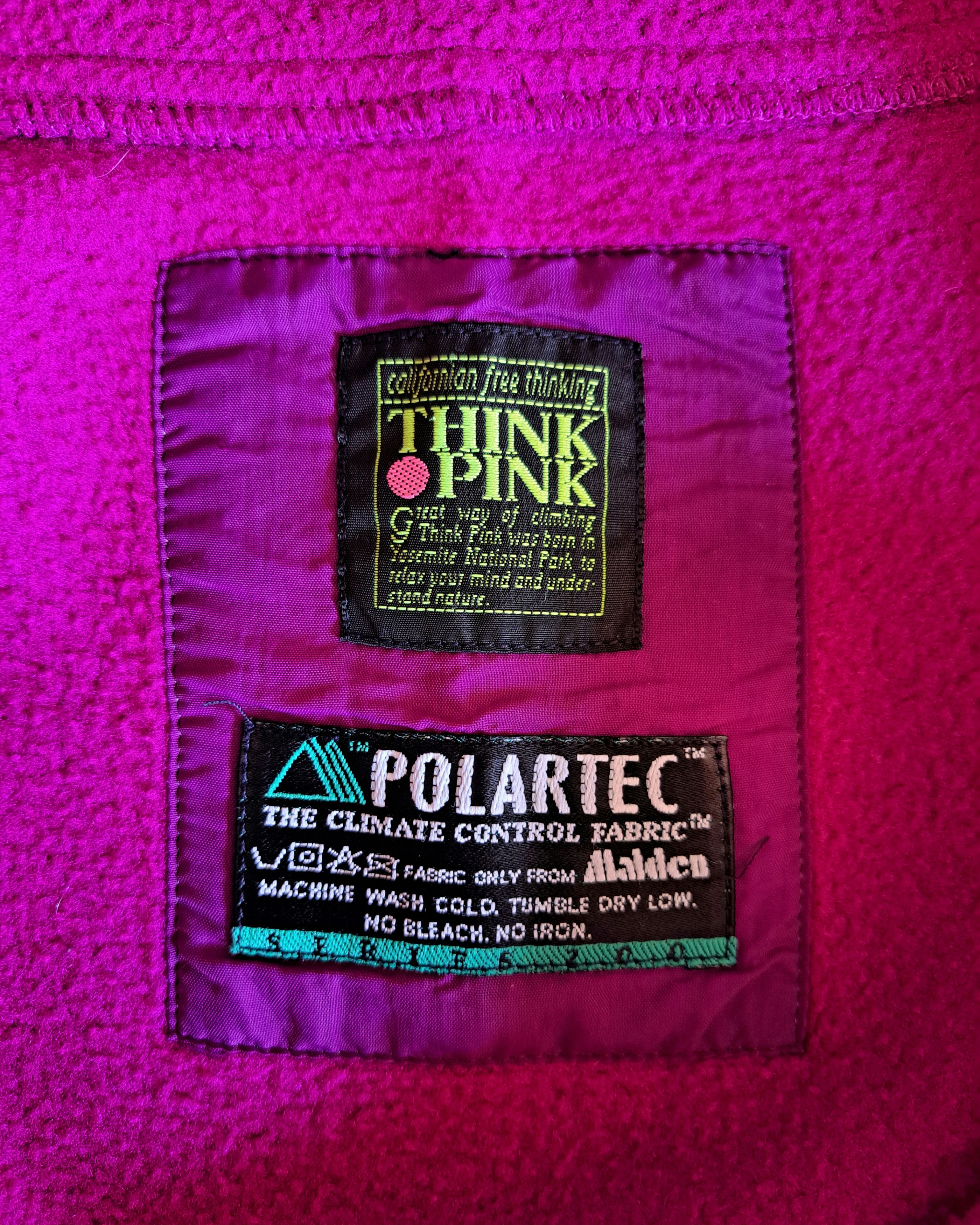 Vintage Vintage THINK PINK 1/4 Zip Fleece Boxy Fit Pink Size L Size US L / EU 52-54 / 3 - 2 Thumbnail