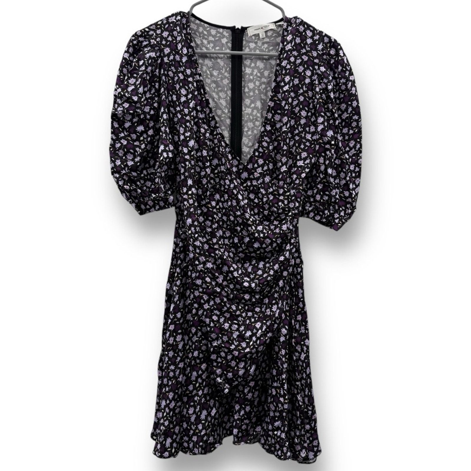 CHINTI & PARKER RTR Chinti & Parker Gabriel Black & Purple Floral Dress Sz 2 Size XS / US 0-2 / IT 36-38 - 2 Thumbnail