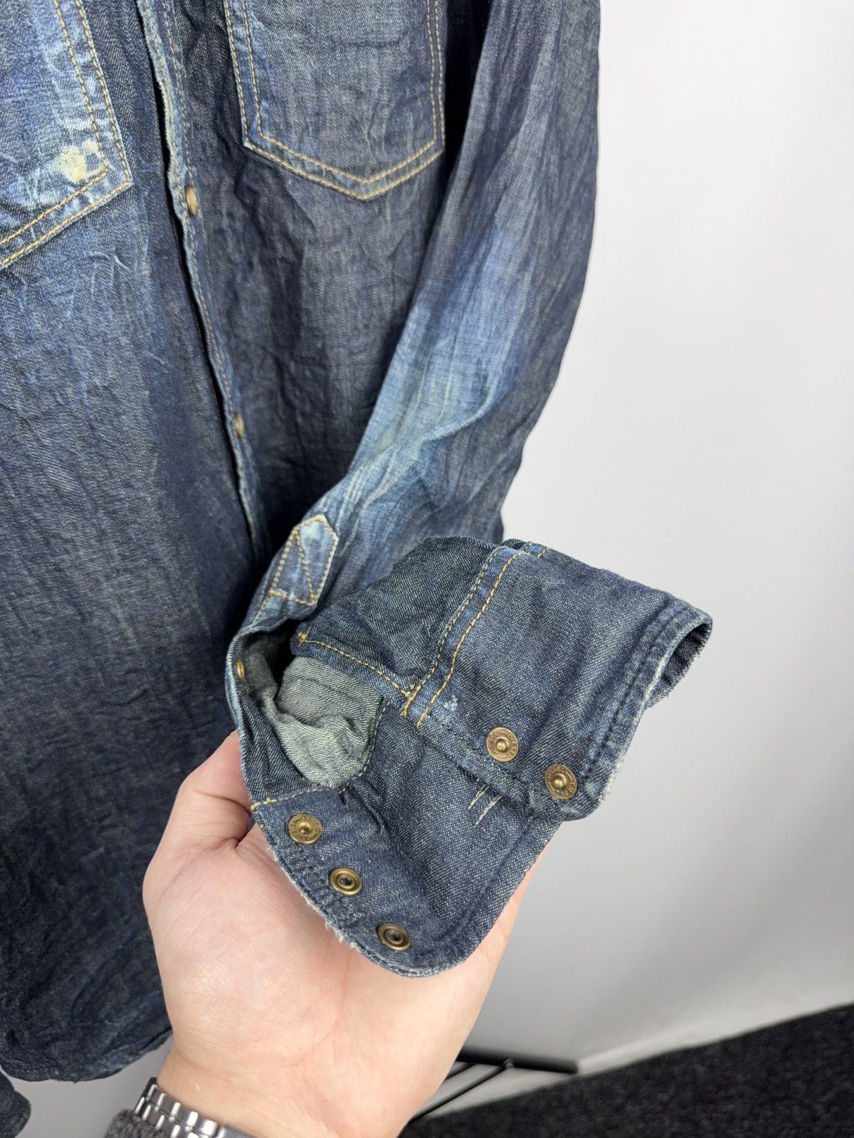 Diesel 00s Vintage Diesel Western Denim Shirt Faded Blue Cotton Size US L / EU 52-54 / 3 - 11 Thumbnail