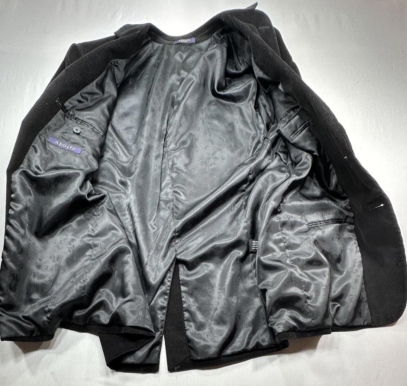 Adolfo Dominguez Adolfo Corduroy Two-Button Blazer Jacket Black Men's 46L Size 46L - 9 Thumbnail