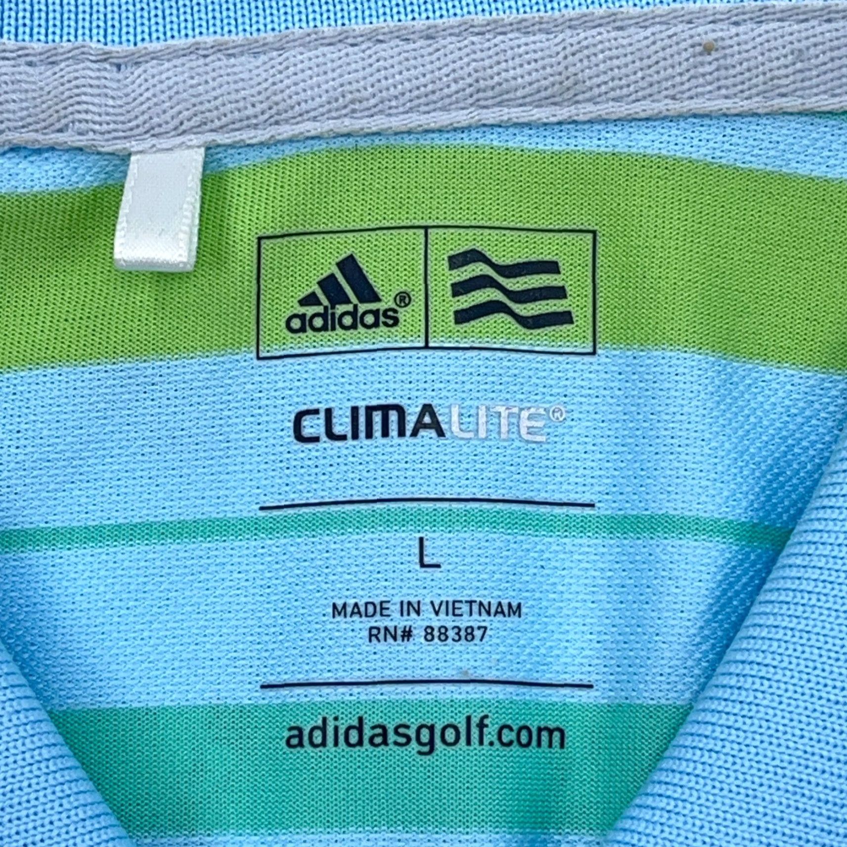 Adidas Adidas Polo Shirt Men Large Blue Green Striped Clima Lite Performance Golf Adult Size US L / EU 52-54 / 3 - 3 Thumbnail