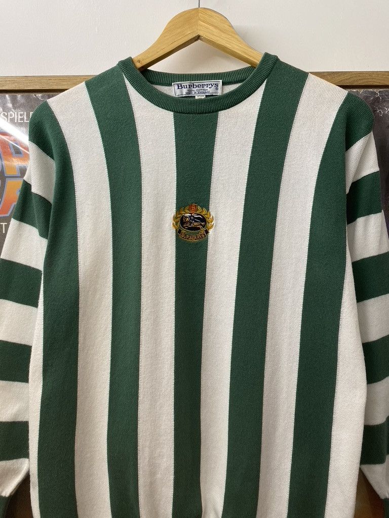 Burberry 90s Burberry Centre Crest Vertical Striped Knit Jumper Size US S / EU 44-46 / 1 - 5 Thumbnail