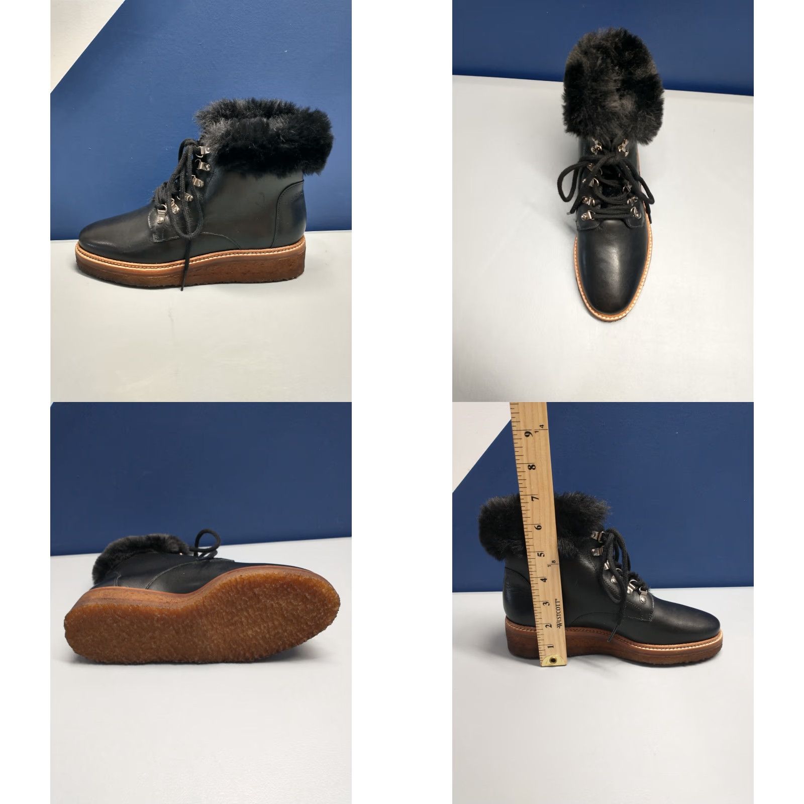 Vintage Botkier Winter Snow Boots Womens Size 6 Black Leather Faux Fur Lining Lace Up Women Size 6 Black Botkier Snow Boot Size US 6 / IT 36 - 9 Thumbnail