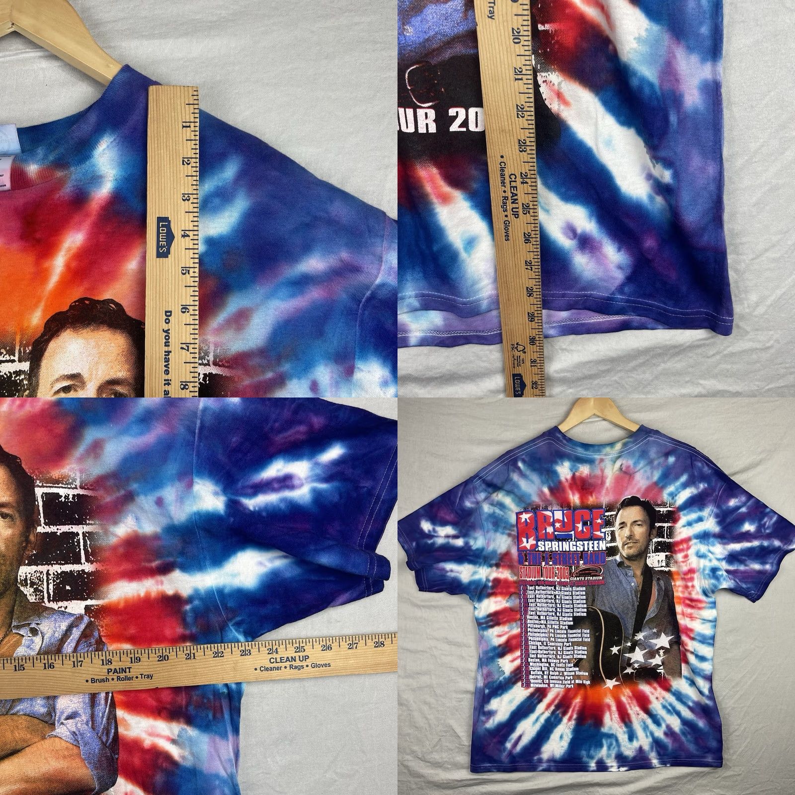 Delta VINTAGE Bruce Springsteen Shirt Mens XL Rock Band Tour Tie Dye Y2K Blue Cotton Graphic Print T-Shirt MS XL Men Band Music 2000s Theme Mens Size US XL / EU 56 / 4 - 8 Thumbnail