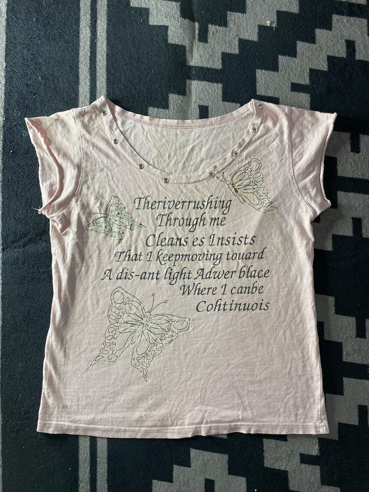 Hysteric Glamour × Japanese Brand × Vintage Japanese butterfly poem sleeveless tshirts y2k Size US M / EU 48-50 / 2 - 1 Thumbnail