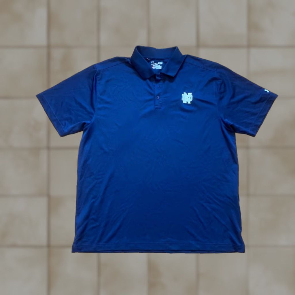 Under Armour Under Armour Mens XL Heatgear Golf Performance Polo Shirt Notre Dame Blue Striped V-neck? No, Collared Size US XL / EU 56 / 4 - 1 Thumbnail
