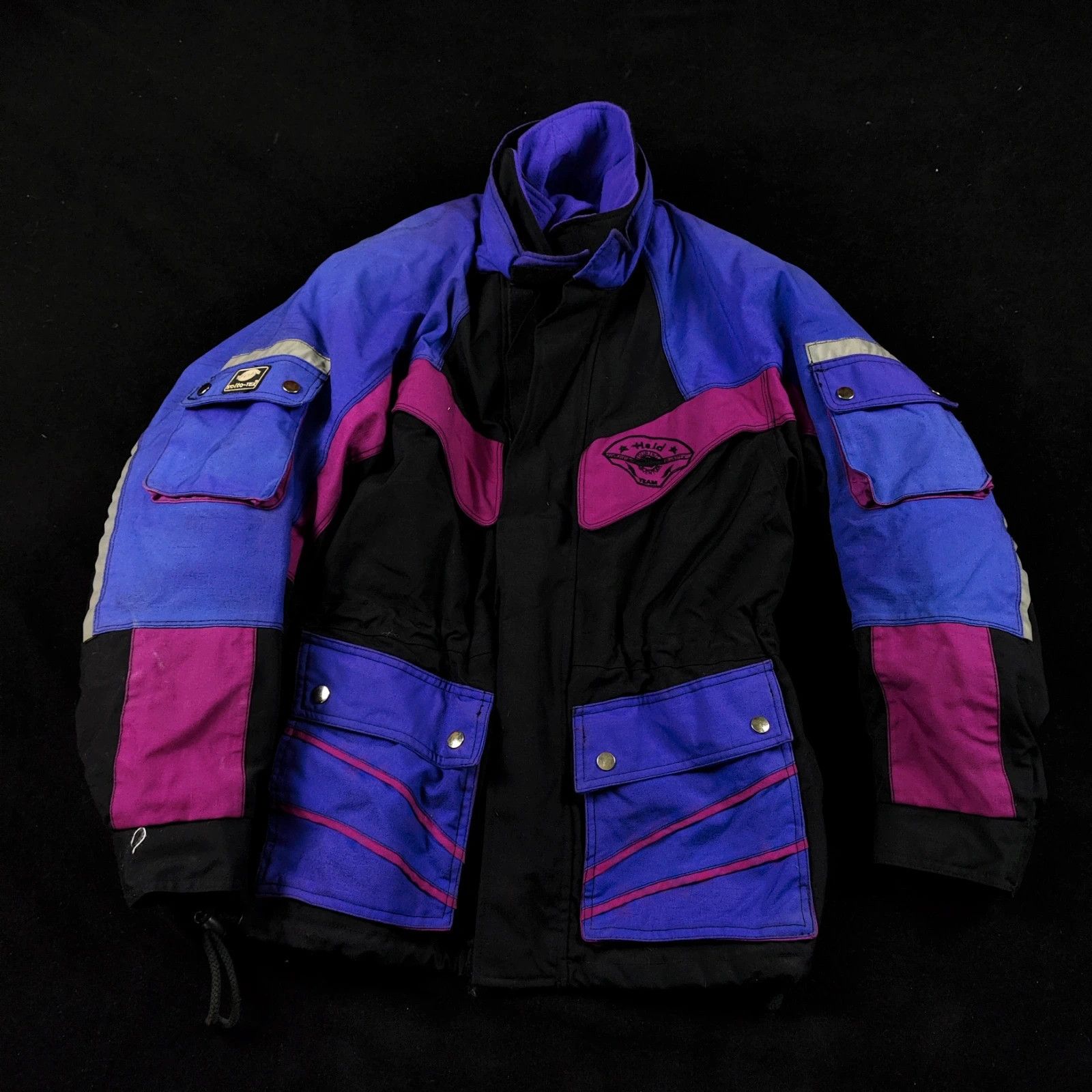 image of Vintage Held Solto-Tex Moto Jacket 90's Padded Retro Mens in Black Purple (Size Medium)
