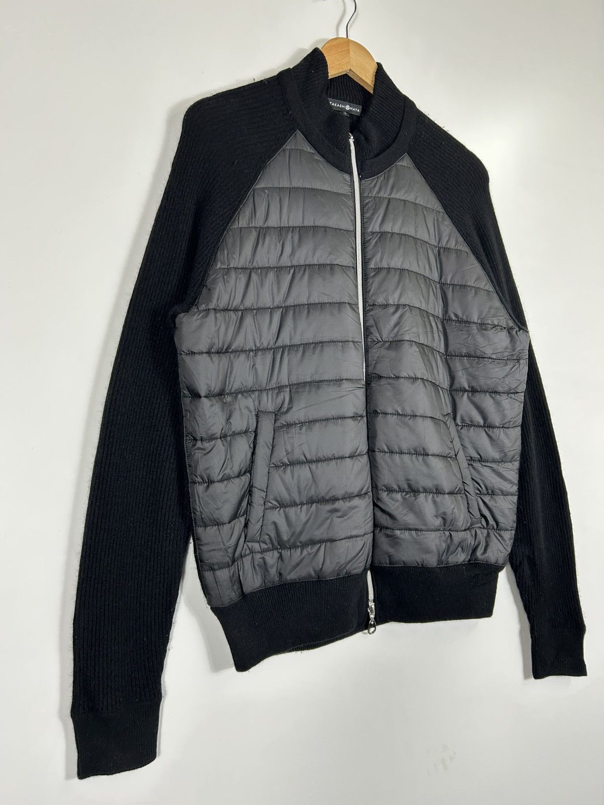 Homespun Knitwear × Japanese Brand 🔥TakashiMaya Quilted Sleeve Knit Zipper Jacket Size US L / EU 52-54 / 3 - 2 Thumbnail