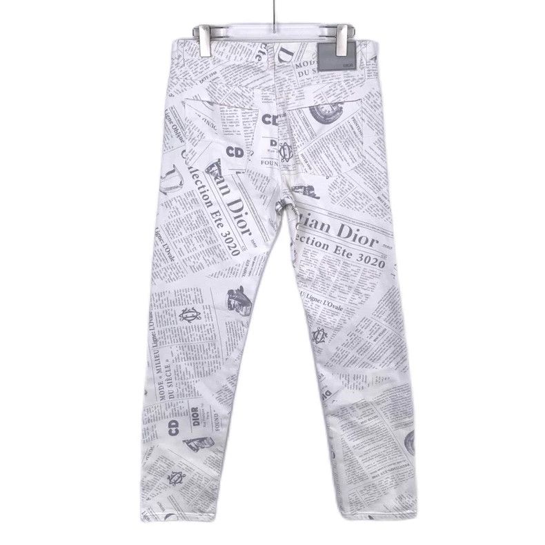 Dior Dior Logo newspaper bullet print white cotton leather brand Size US 30 / EU 46 - 2 Thumbnail